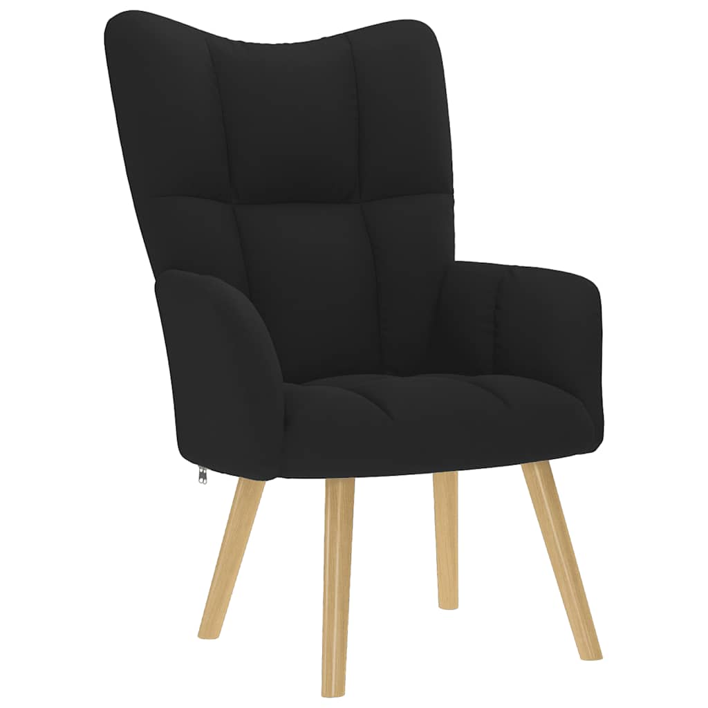 Chaise de relaxation avec repose-pied Noir Tissu - XIOS