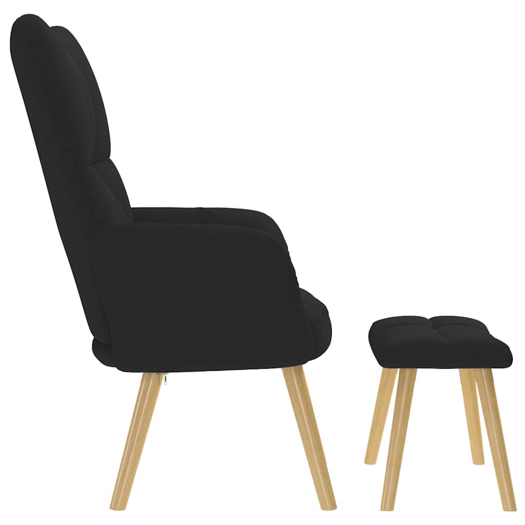 Chaise de relaxation avec repose-pied Noir Tissu - XIOS