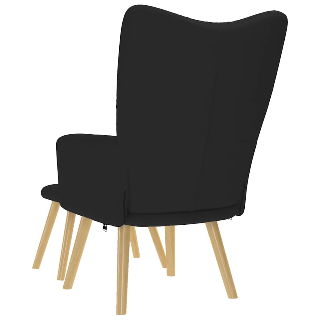 Chaise de relaxation avec repose-pied Noir Tissu - XIOS