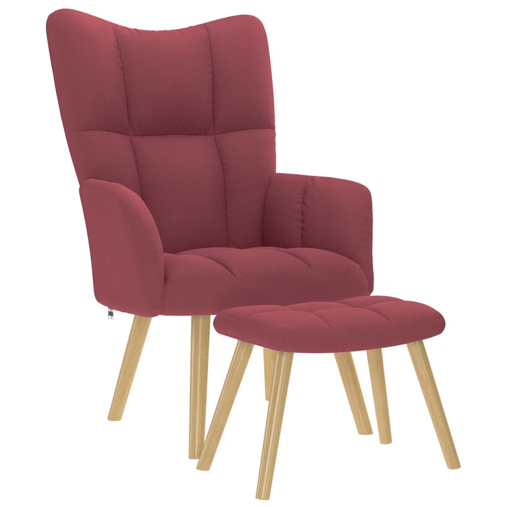 Chaise de relaxation avec repose-pied Rouge bordeaux Tissu - XIOS