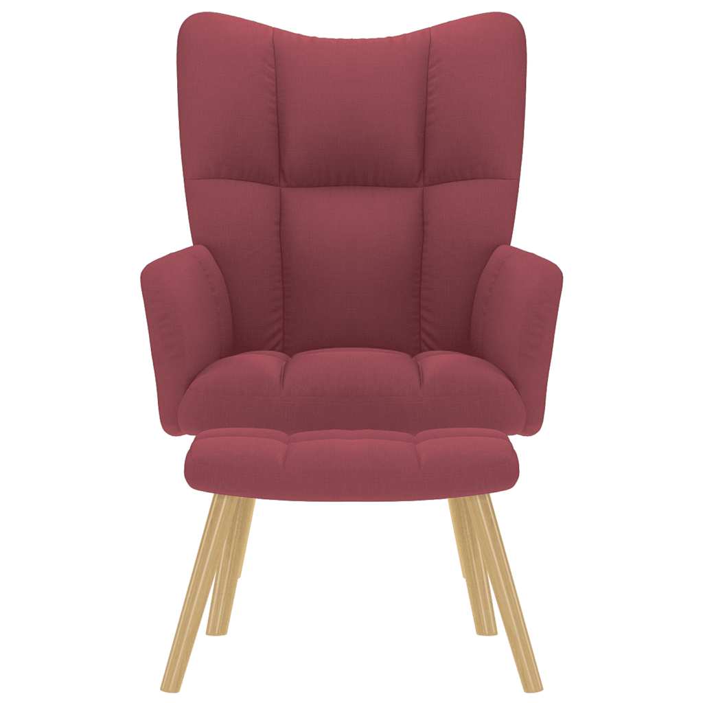 Chaise de relaxation avec repose-pied Rouge bordeaux Tissu - XIOS