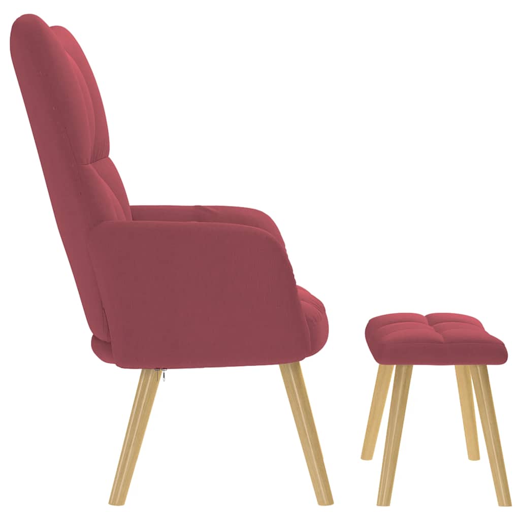 Chaise de relaxation avec repose-pied Rouge bordeaux Tissu - XIOS
