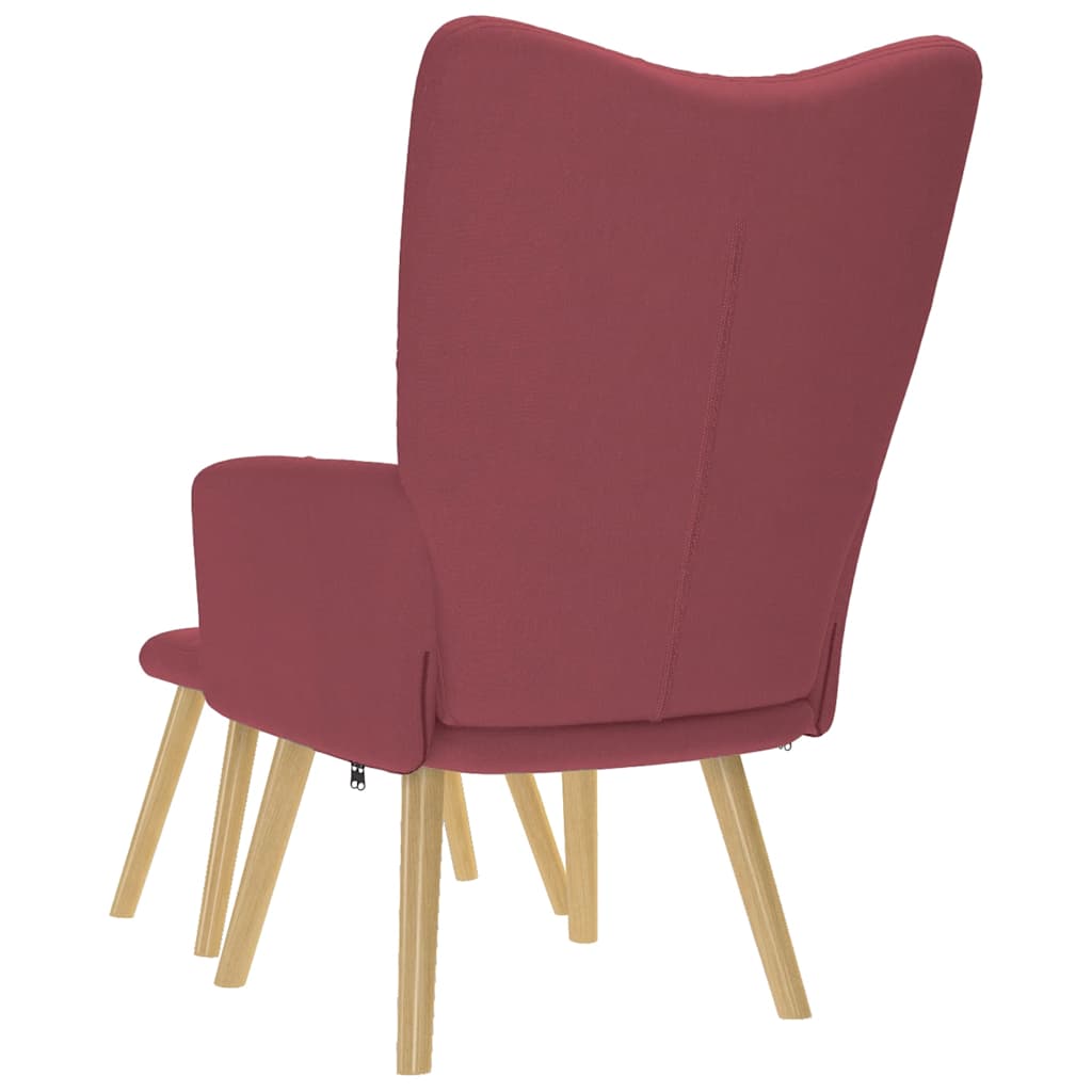 Chaise de relaxation avec repose-pied Rouge bordeaux Tissu - XIOS