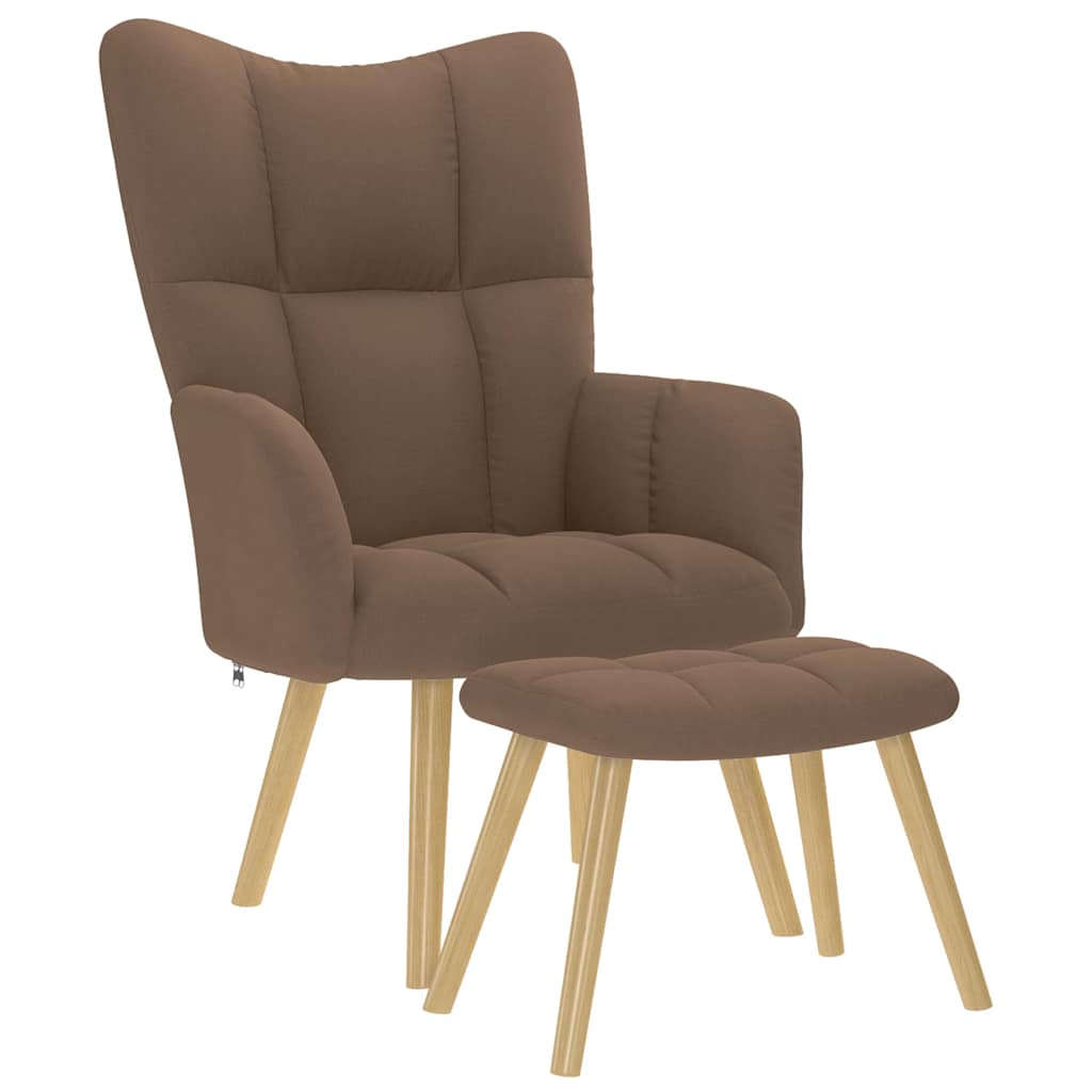 Chaise de relaxation avec repose-pied Marron Tissu - XIOS