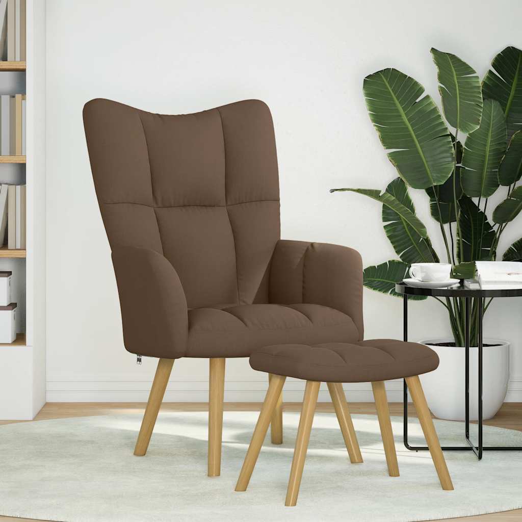 Chaise de relaxation avec repose-pied Marron Tissu - XIOS
