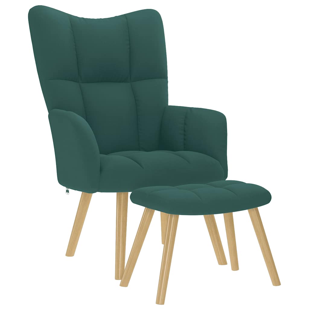 Chaise de relaxation avec repose-pied Vert foncé Tissu - XIOS