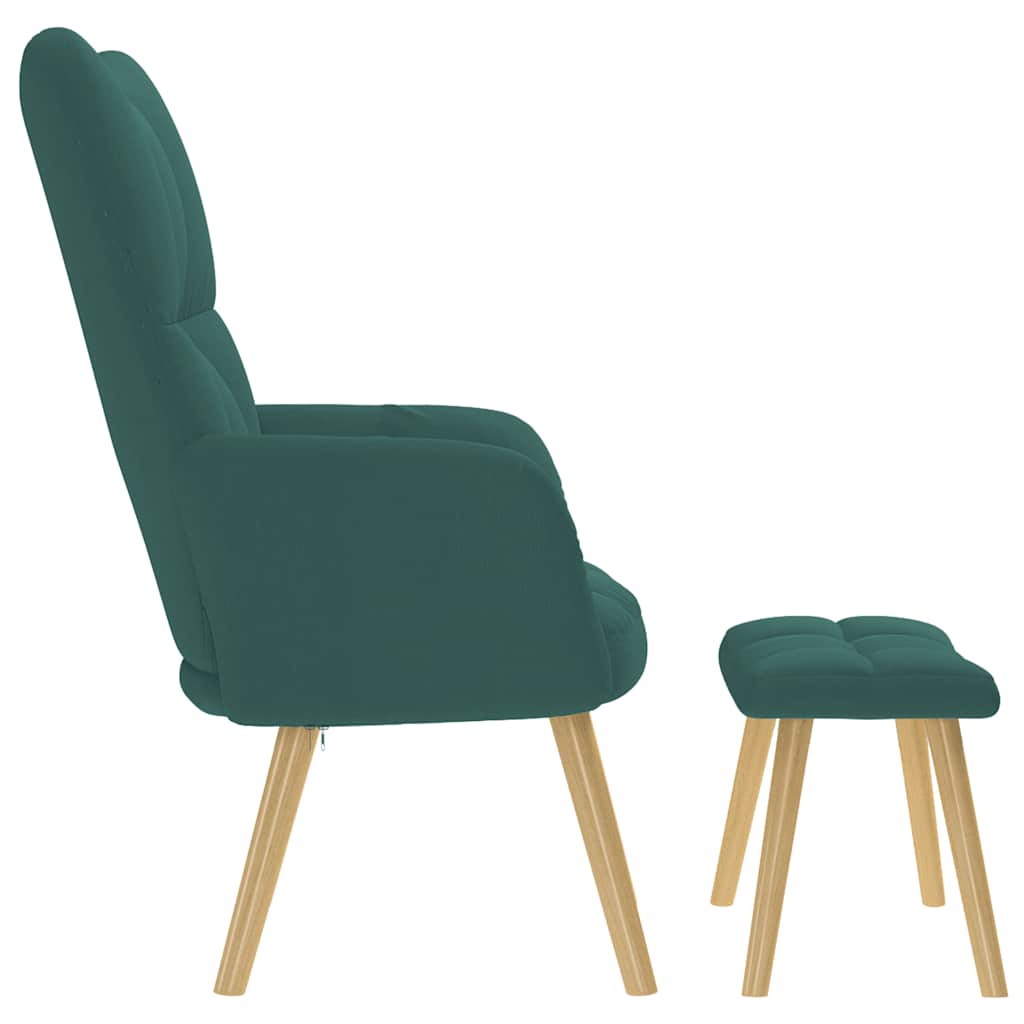 Chaise de relaxation avec repose-pied Vert foncé Tissu - XIOS