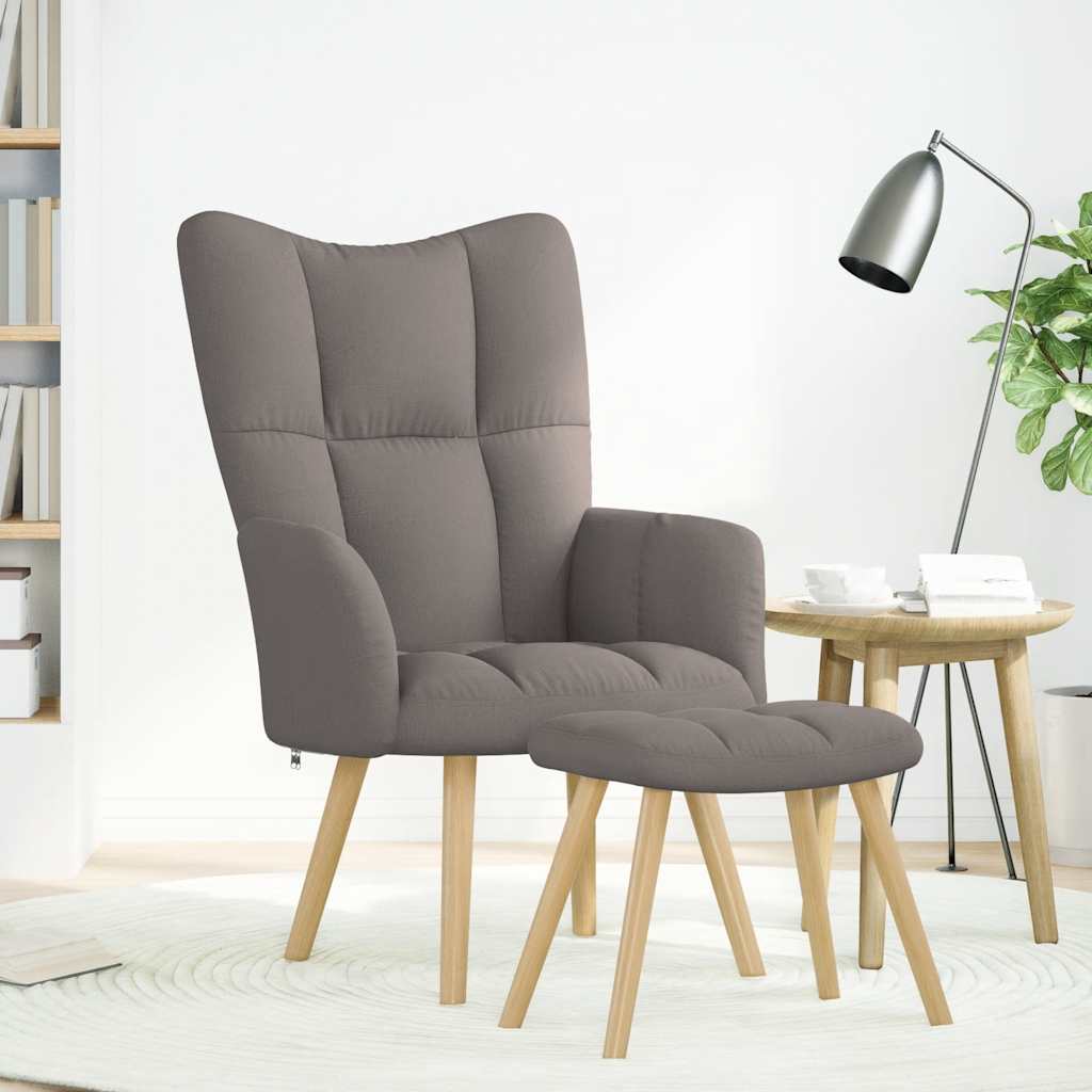 Chaise de relaxation avec repose-pied Taupe Tissu - XIOS