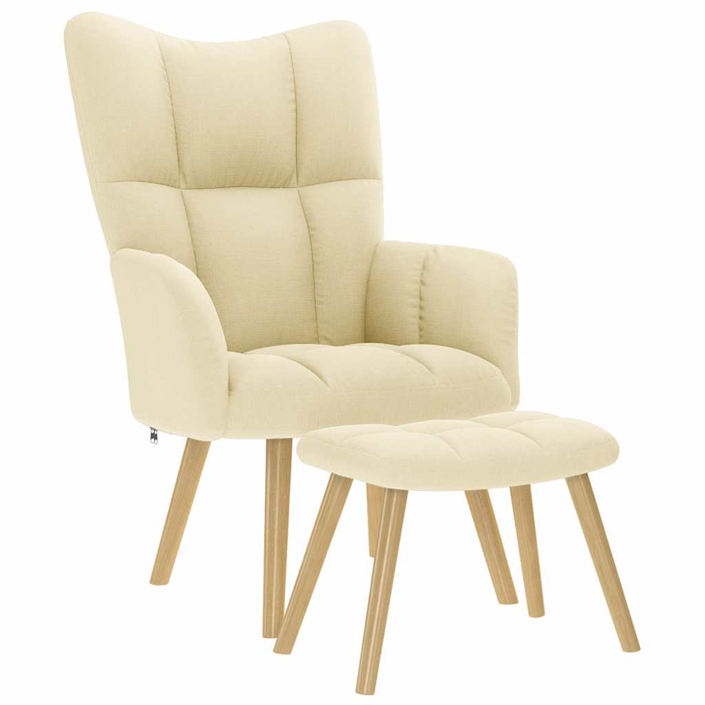 Chaise de relaxation avec repose-pied Crème Tissu - XIOS