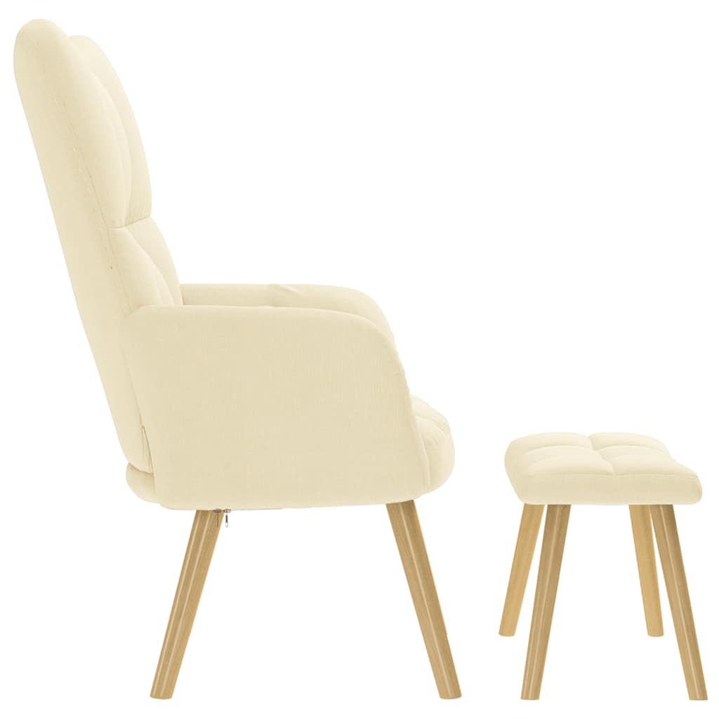 Chaise de relaxation avec repose-pied Crème Tissu - XIOS