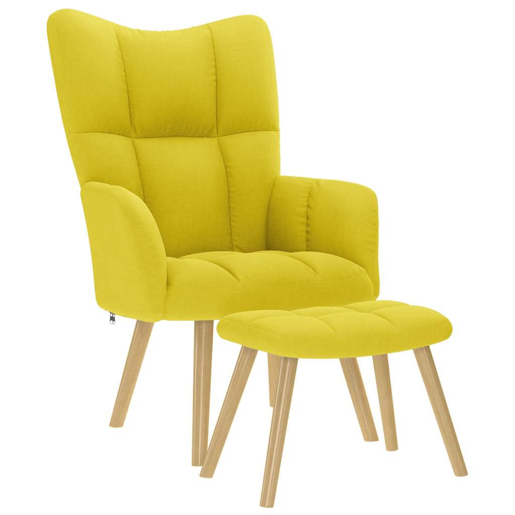 Chaise de relaxation avec repose-pied jaune clair tissu Fauteuils vidaXL