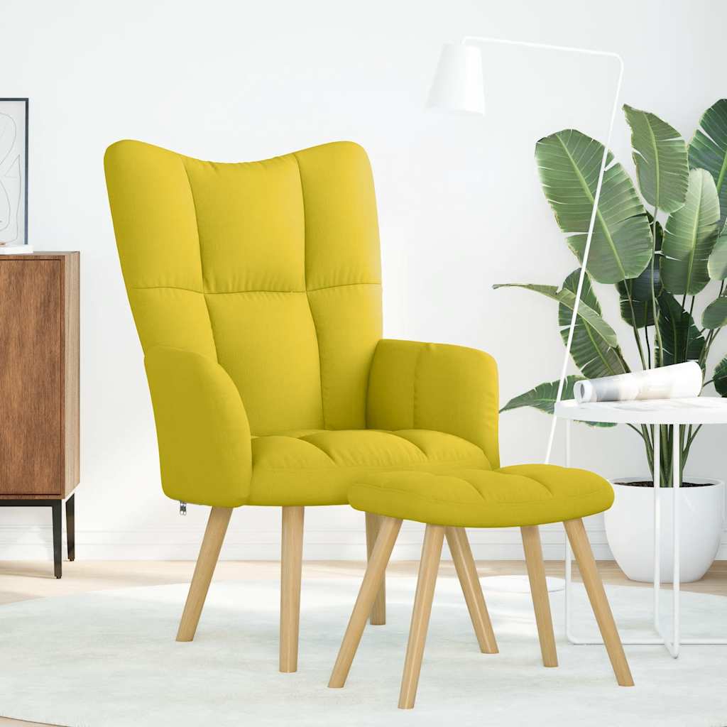Chaise de relaxation avec repose-pied jaune clair tissu Fauteuils vidaXL