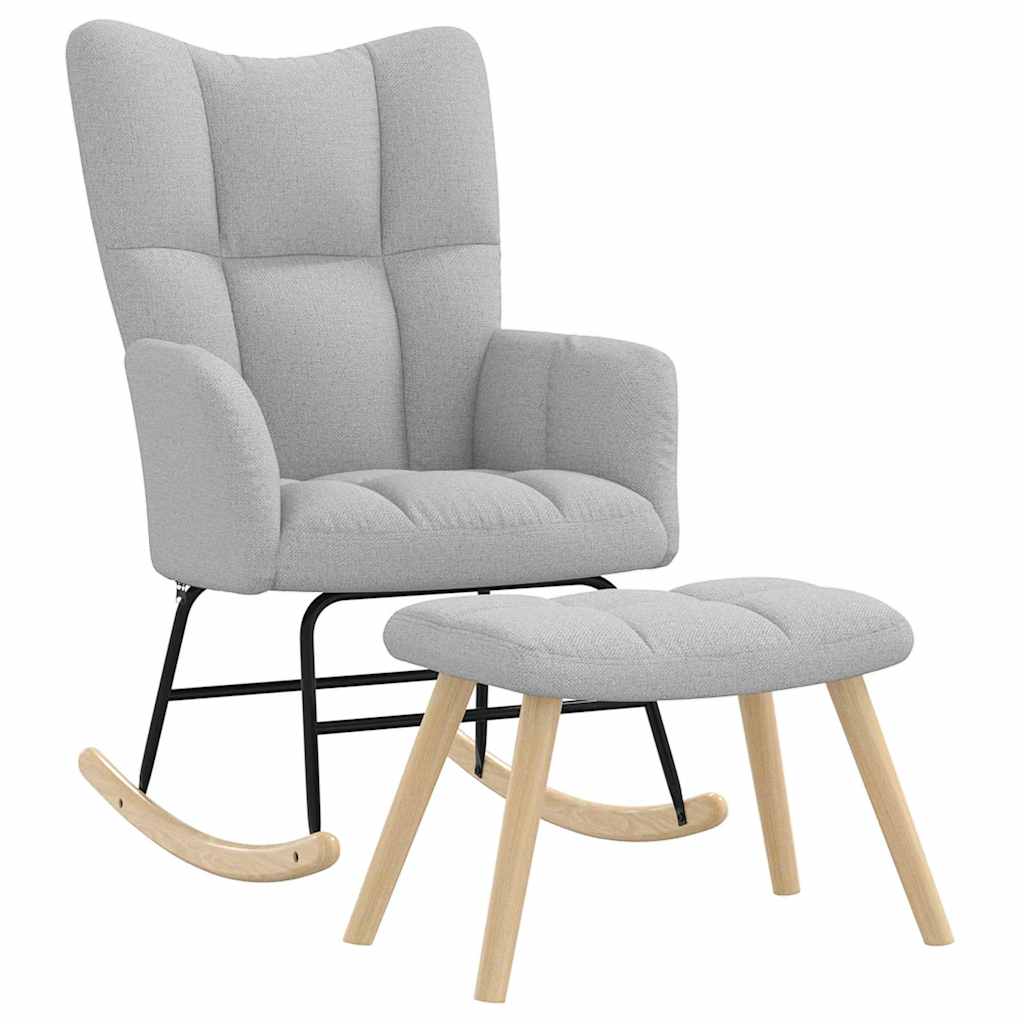 Chaise à bascule avec repose-pied gris nuage tissu - XIOS