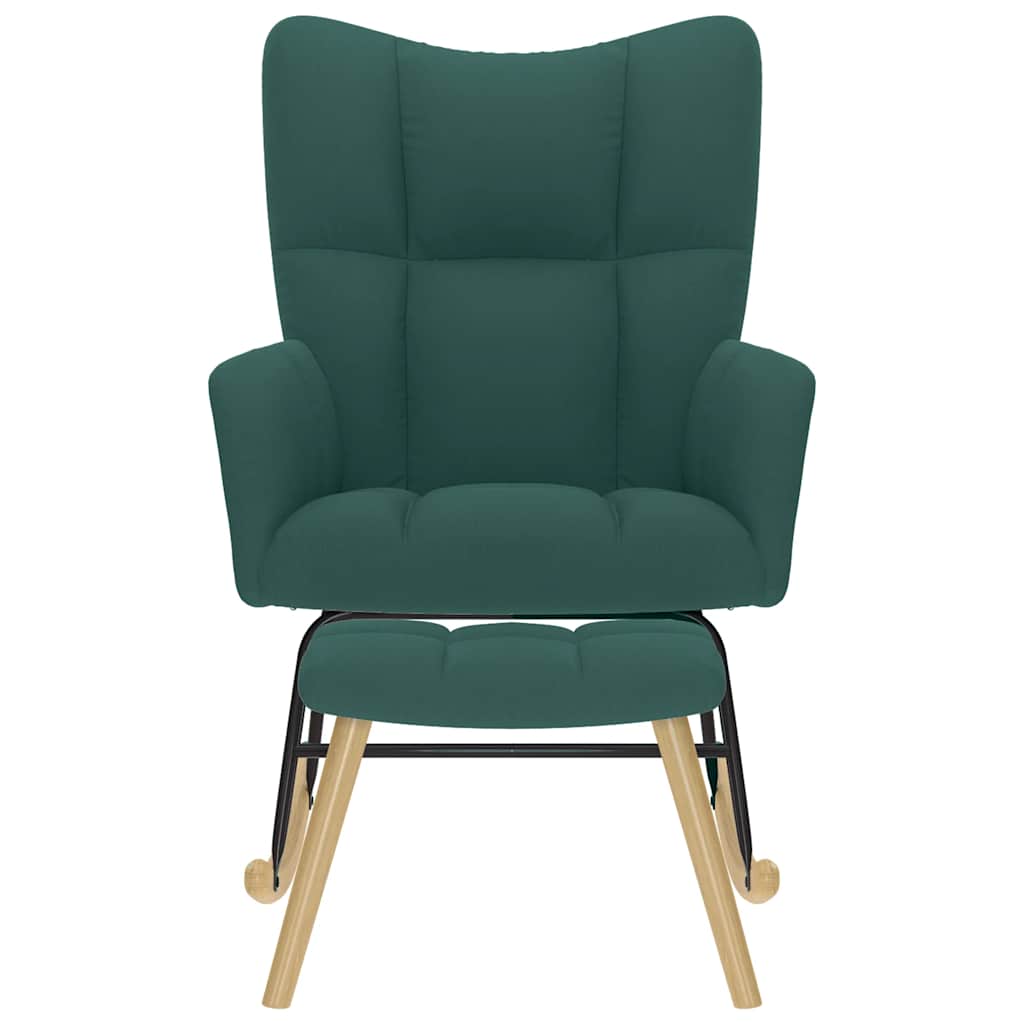 Chaise à bascule avec repose-pied Vert foncé Tissu