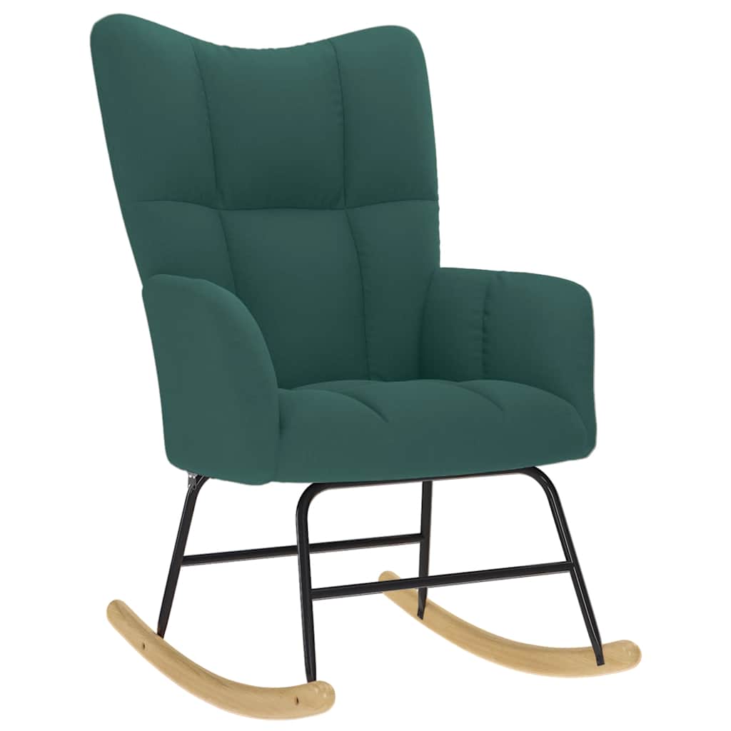 Chaise à bascule avec repose-pied Vert foncé Tissu