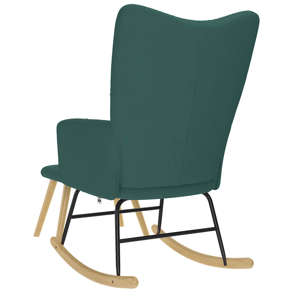Chaise à bascule avec repose-pied Vert foncé Tissu