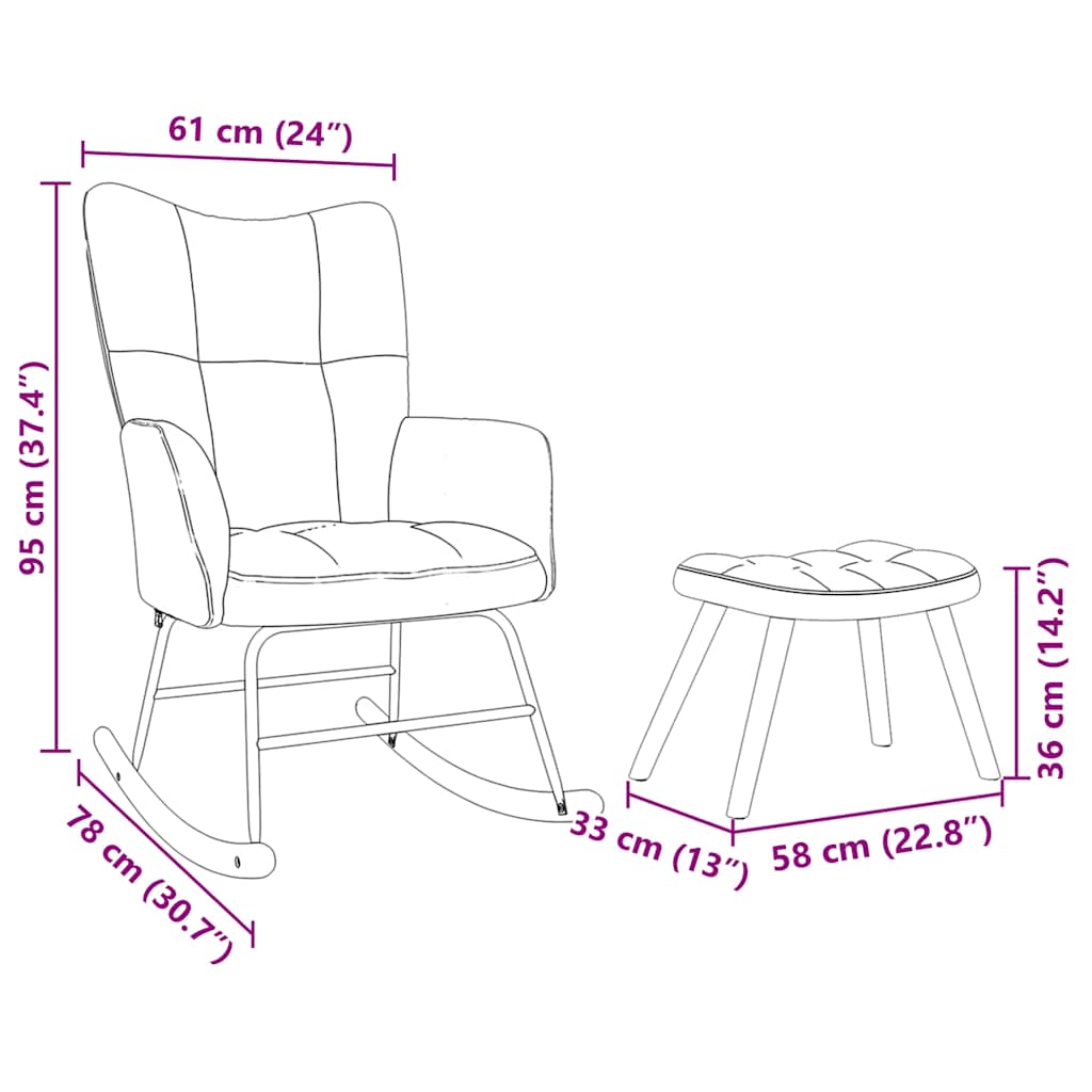 Chaise à bascule avec repose-pied Taupe Tissu