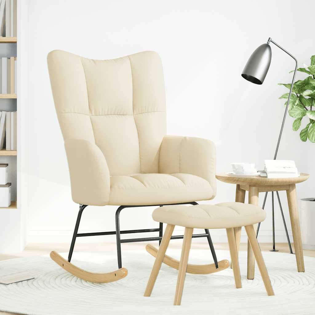 Chaise à bascule avec repose-pied Crème Tissu - XIOS