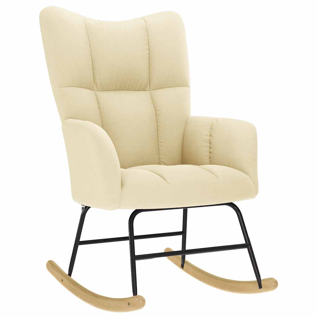 Chaise à bascule avec repose-pied Crème Tissu - XIOS