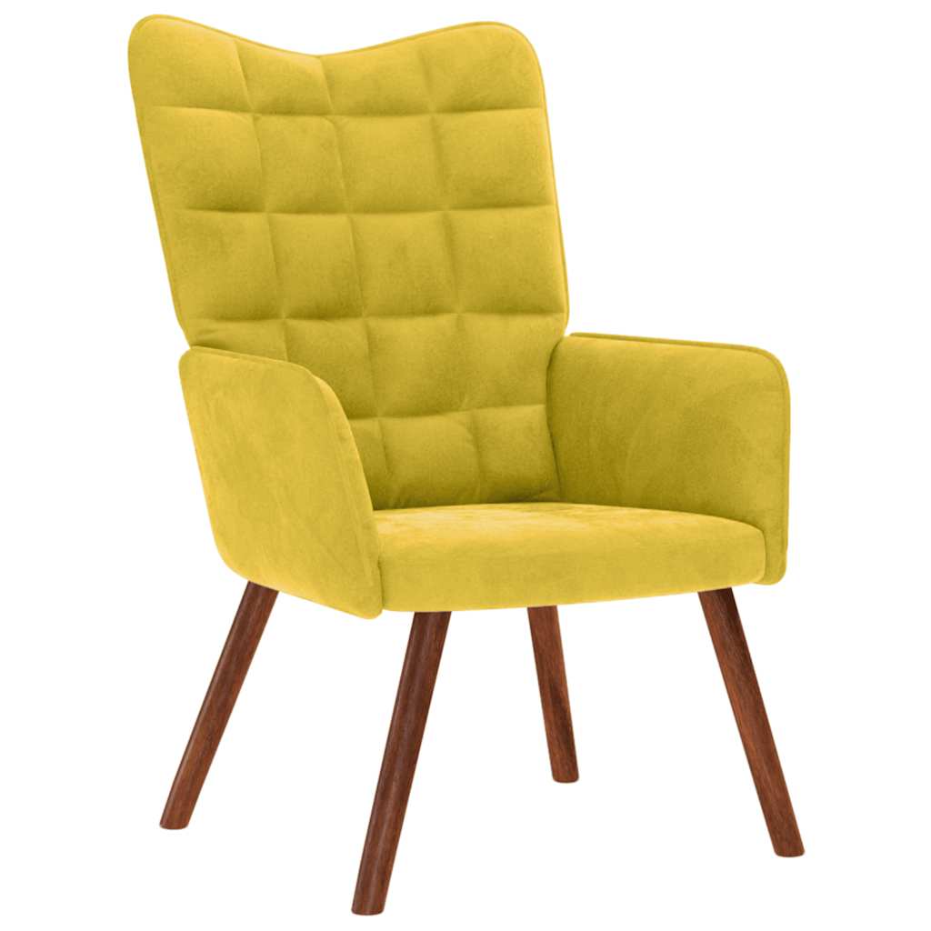 Chaise de relaxation jaune velours - XIOS