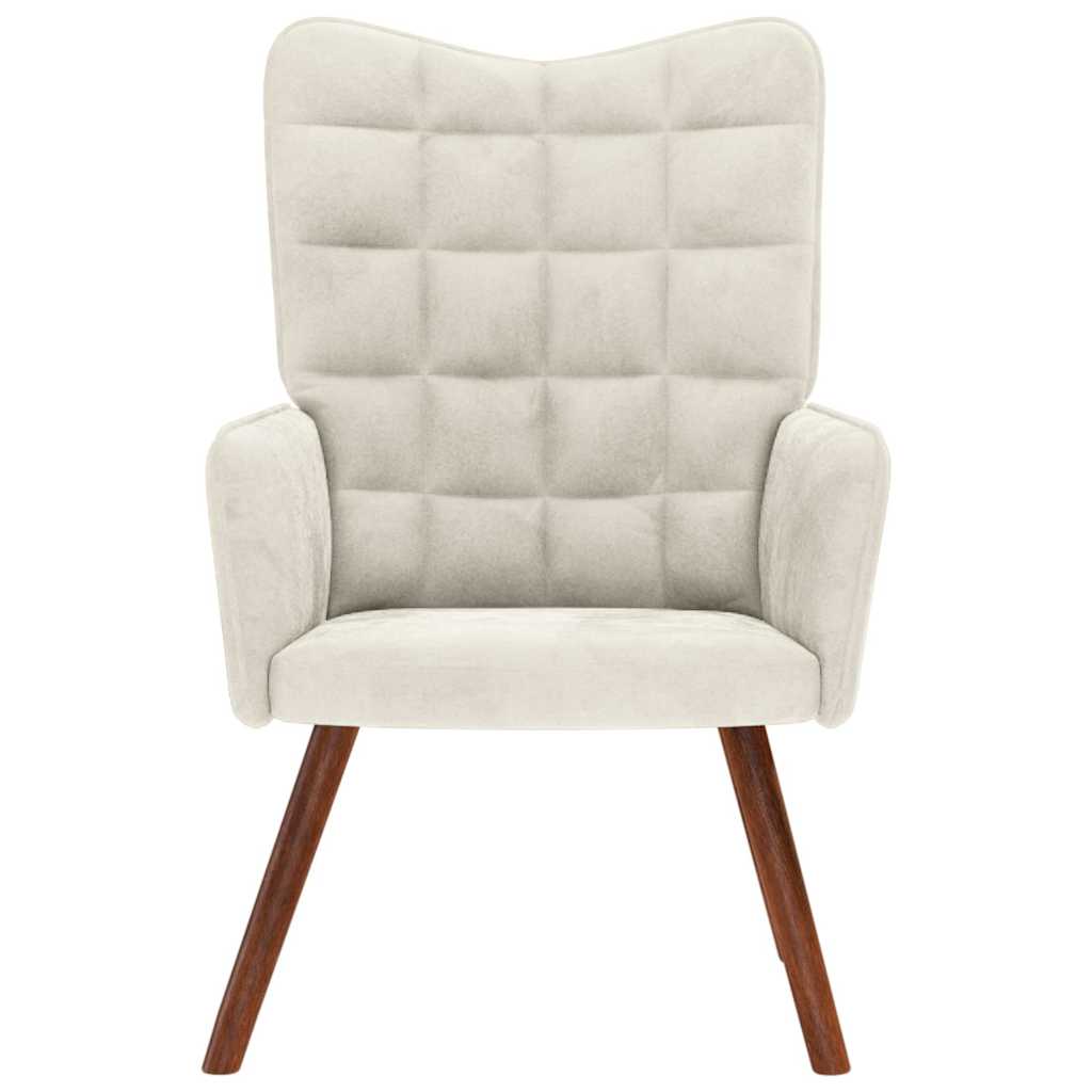 Chaise de relaxation crème velours - XIOS