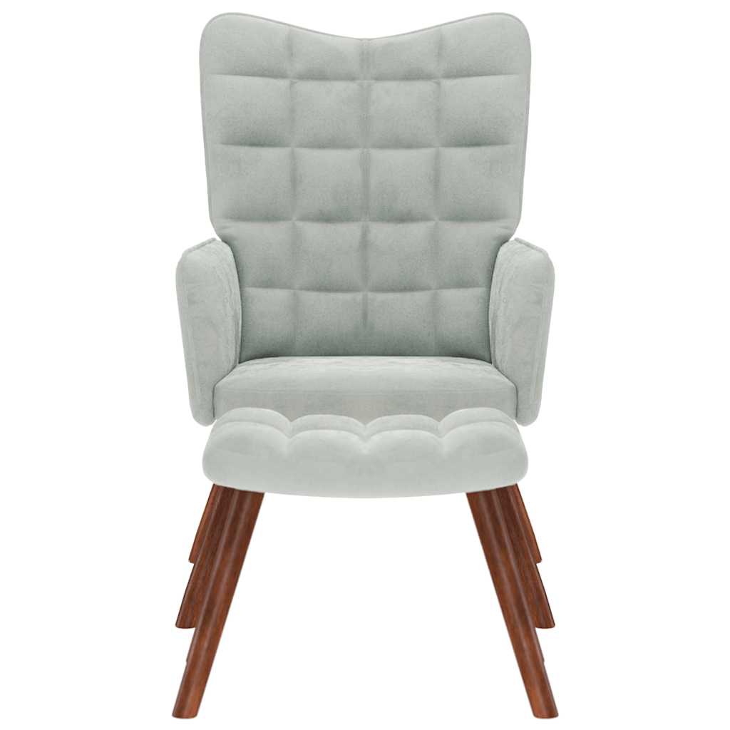 Chaise de relaxation avec tabouret Gris clair Velours - XIOS