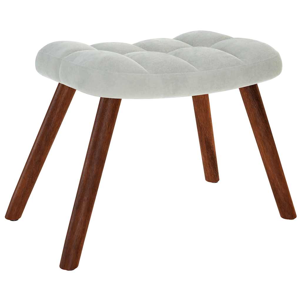Chaise de relaxation avec tabouret Gris clair Velours - XIOS