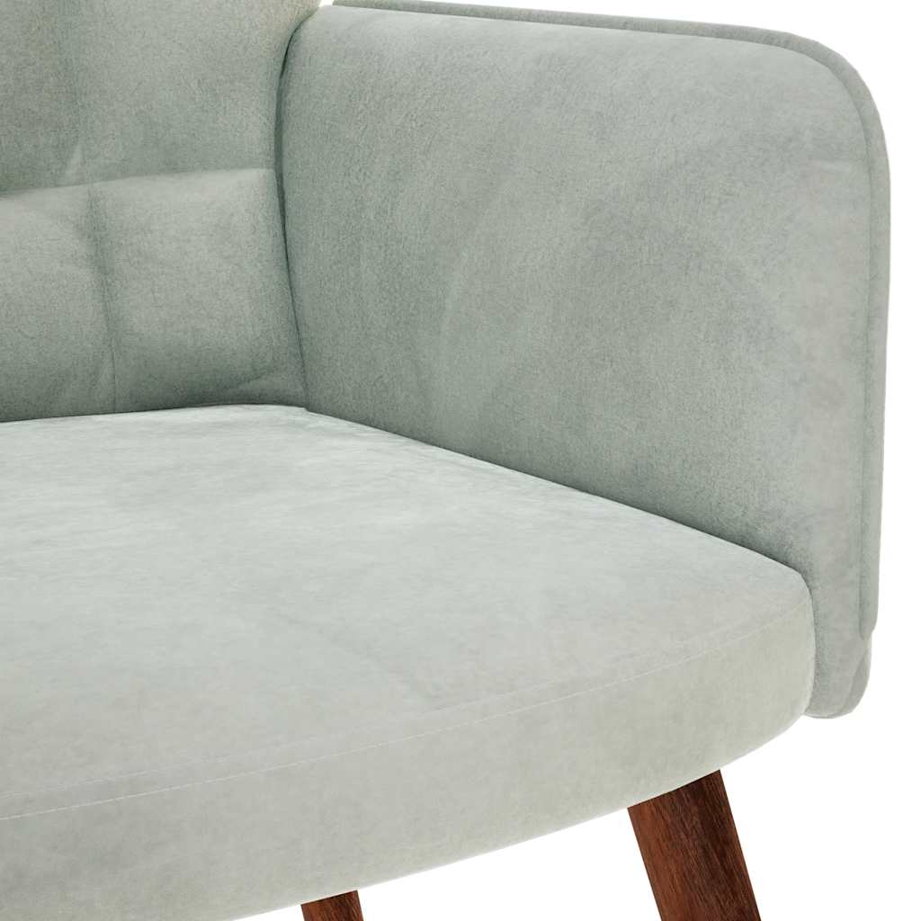Chaise de relaxation avec tabouret Gris clair Velours - XIOS