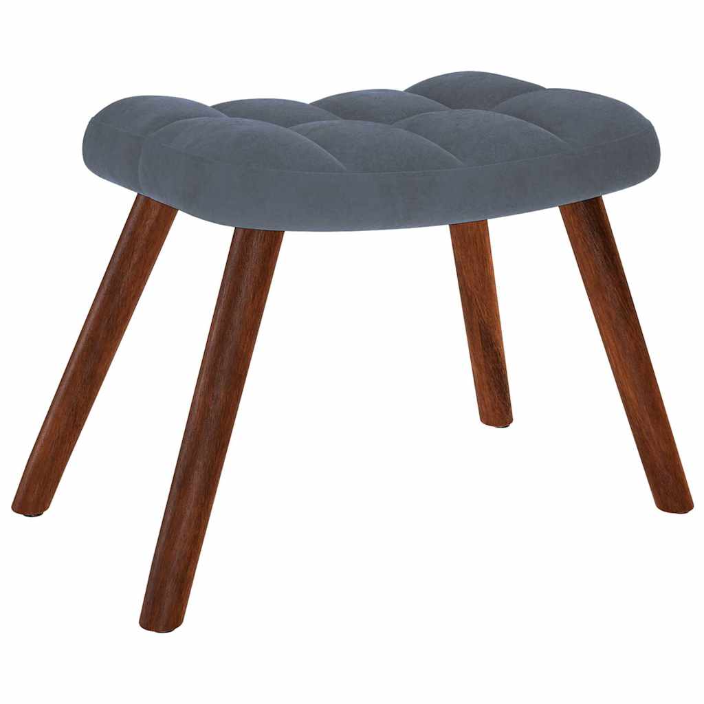 Chaise de relaxation avec tabouret Gris foncé Velours - XIOS