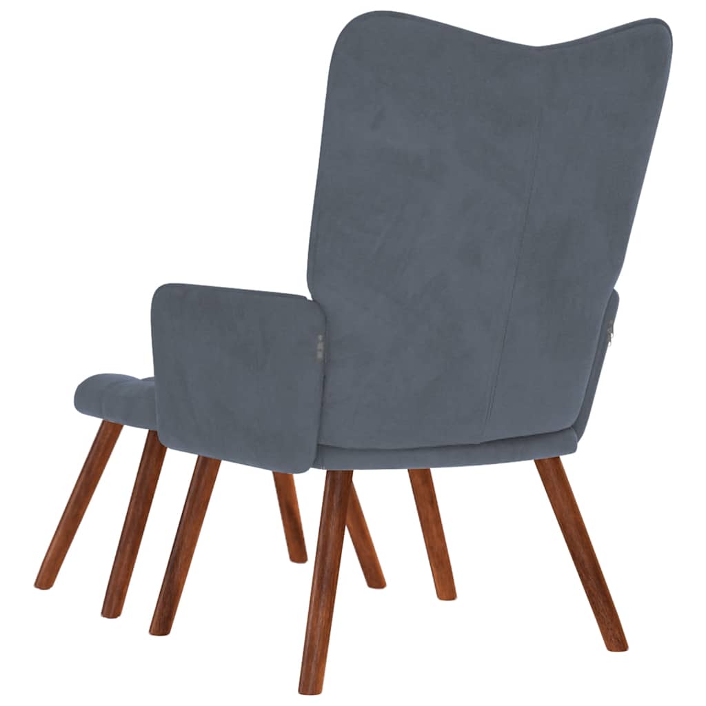 Chaise de relaxation avec tabouret Gris foncé Velours - XIOS