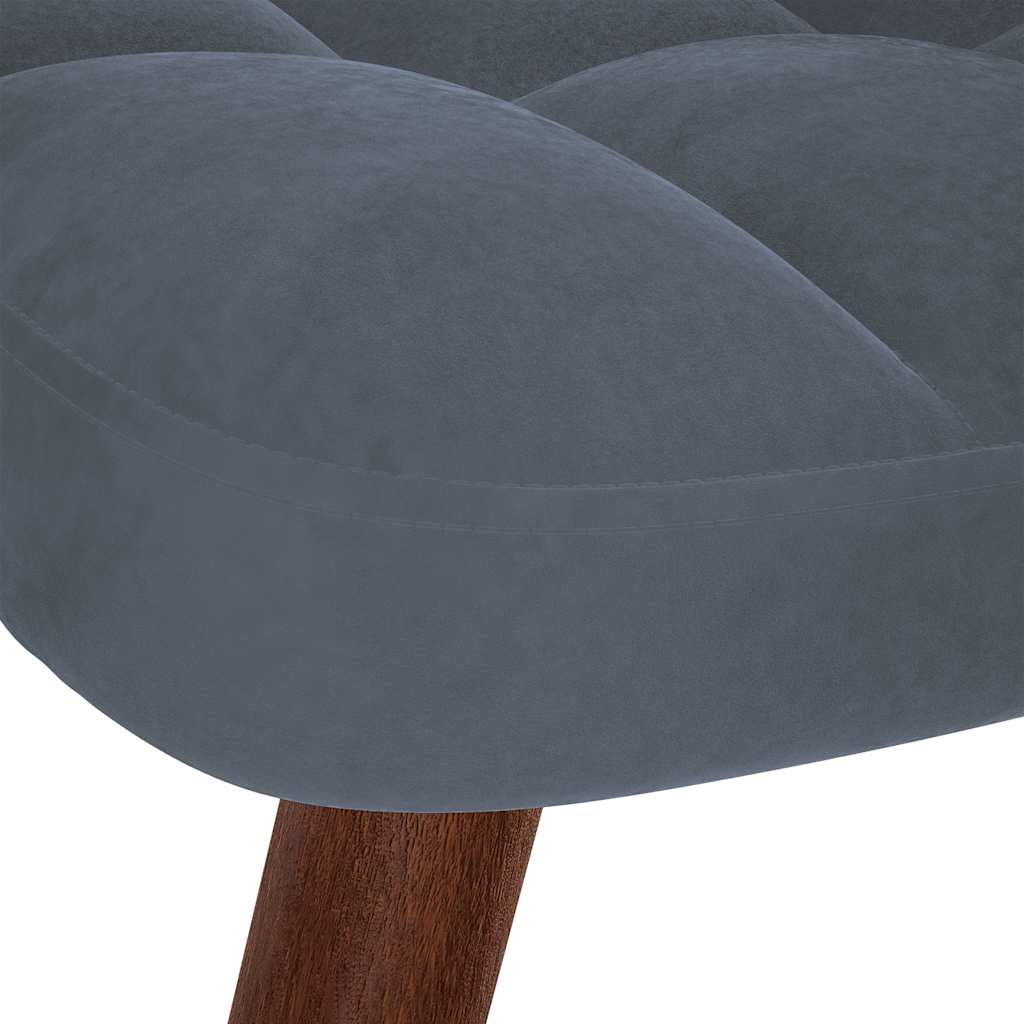 Chaise de relaxation avec tabouret Gris foncé Velours - XIOS