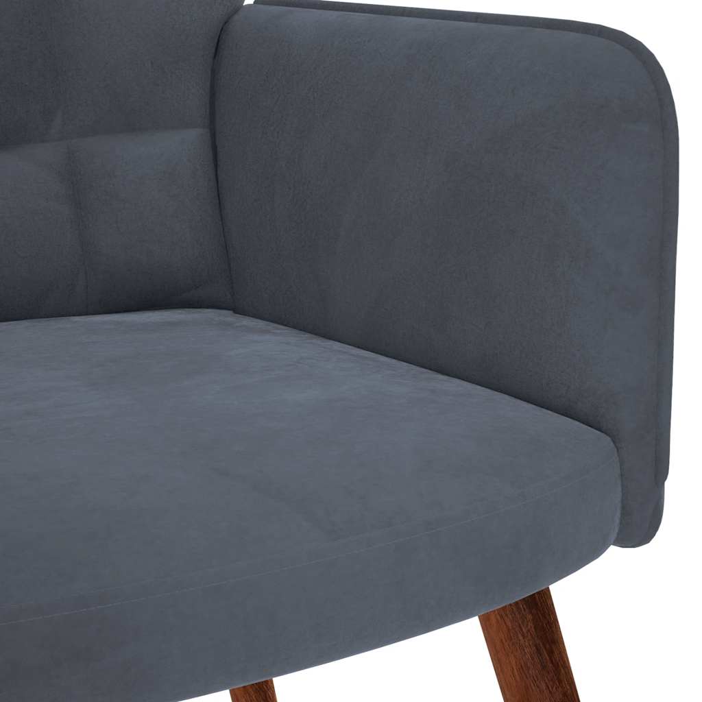 Chaise de relaxation avec tabouret Gris foncé Velours - XIOS