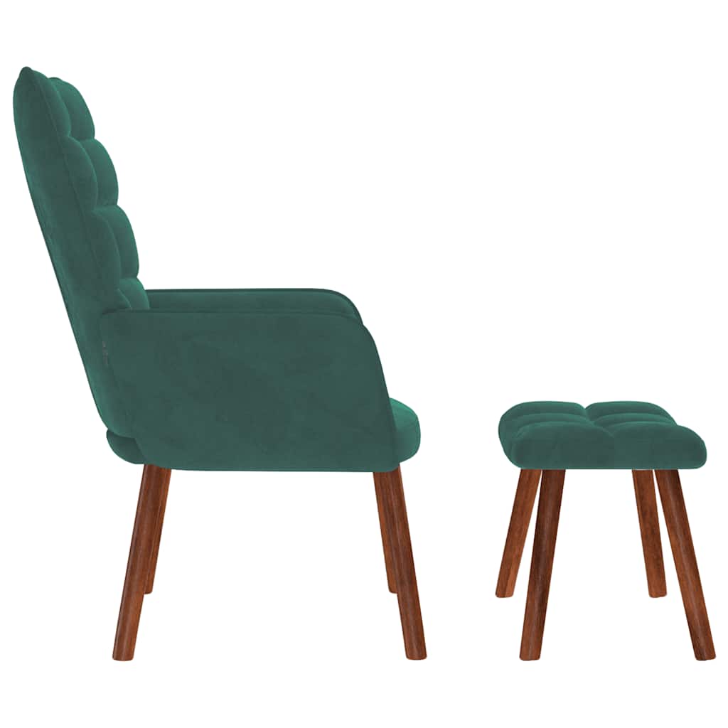 Chaise de relaxation avec tabouret Vert foncé Velours - XIOS