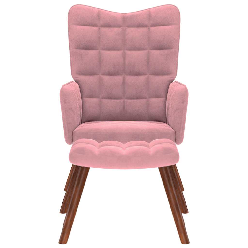 Chaise de relaxation avec tabouret Rose Velours - XIOS