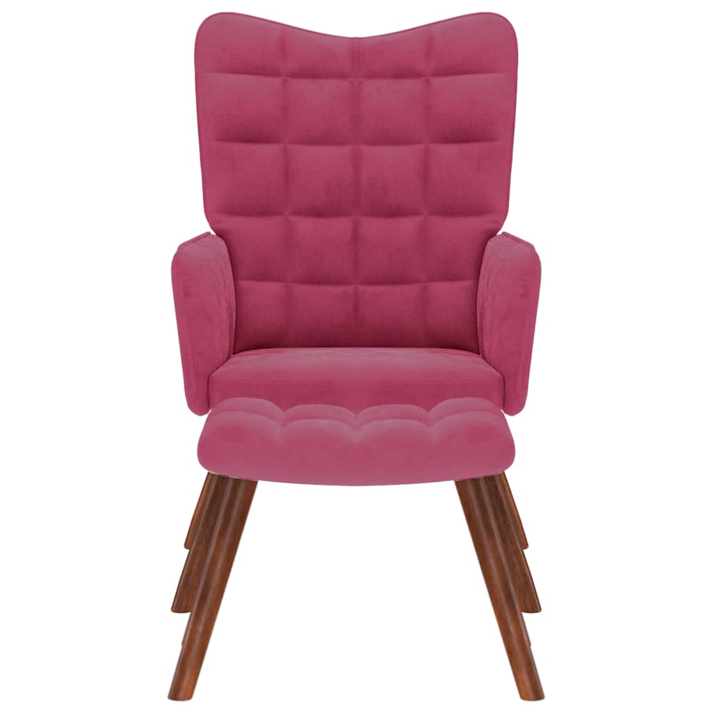 Chaise de relaxation avec tabouret Bordeaux Velours - XIOS