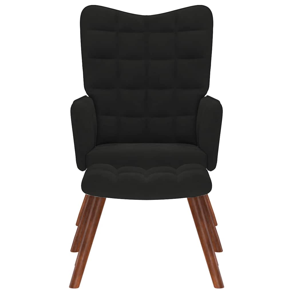 Chaise de relaxation avec tabouret Noir Velours - XIOS