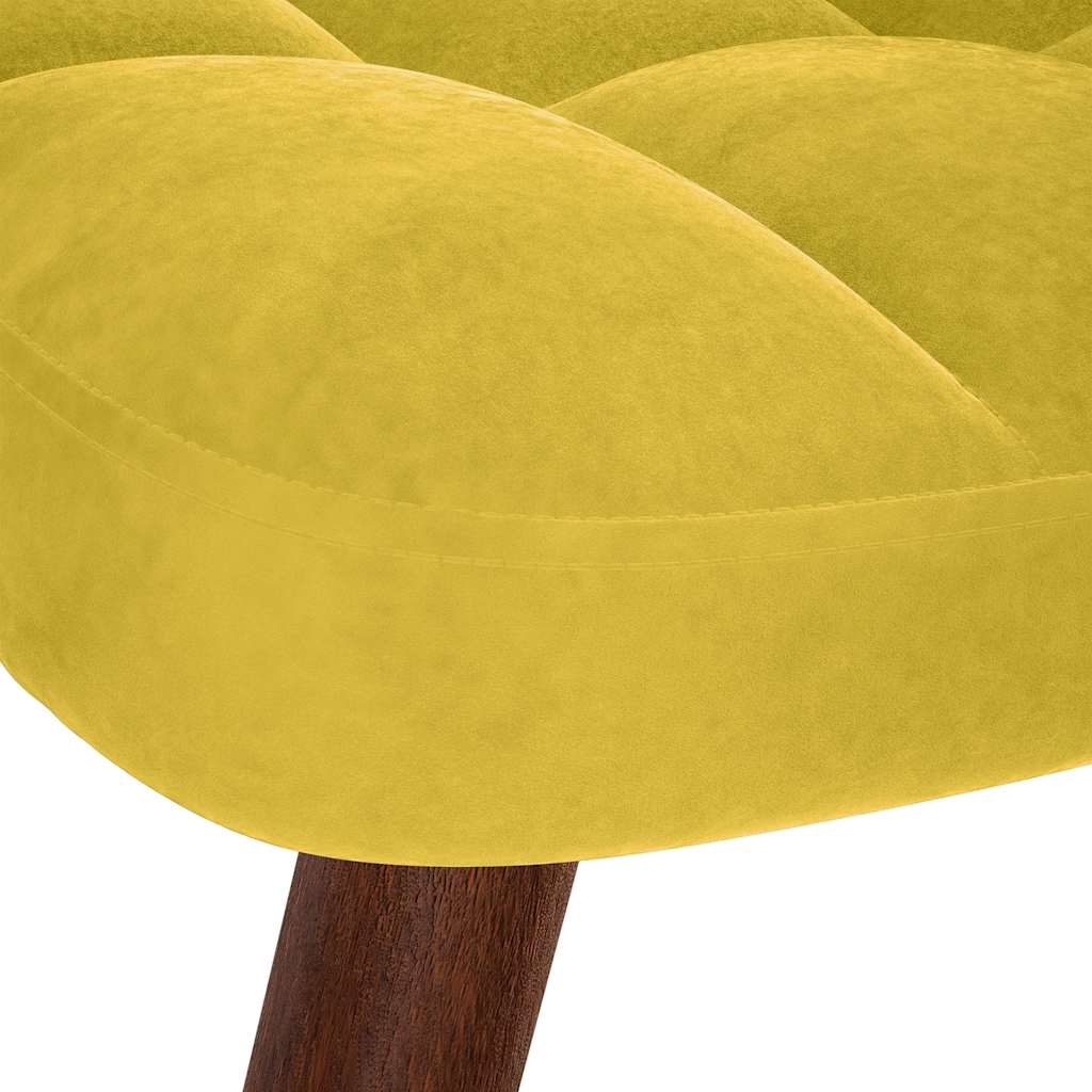 Chaise de relaxation avec tabouret jaune velours - XIOS