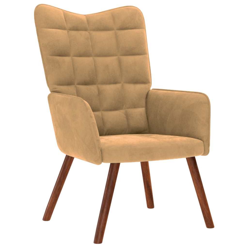 Chaise de relaxation avec tabouret Marron Velours - XIOS