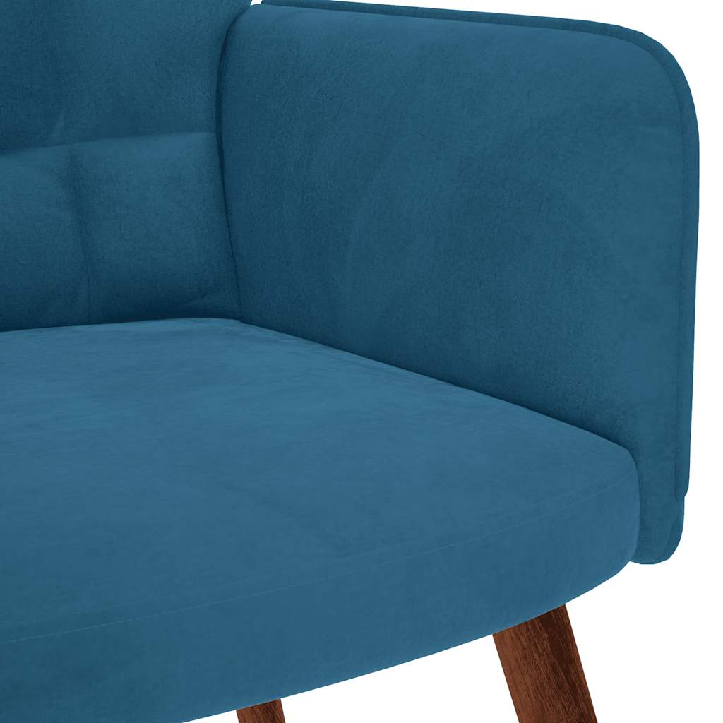 Chaise de relaxation avec tabouret Bleu Velours - XIOS