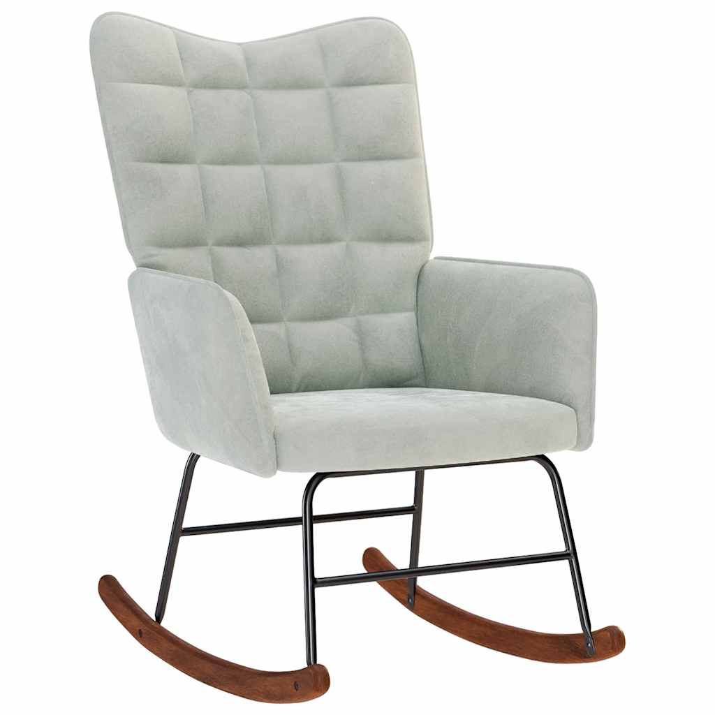 Chaise à bascule avec repose-pied gris clair velours - XIOS