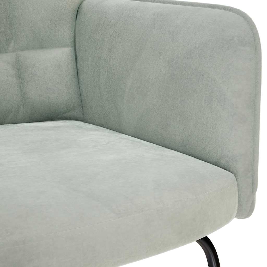 Chaise à bascule avec repose-pied gris clair velours - XIOS