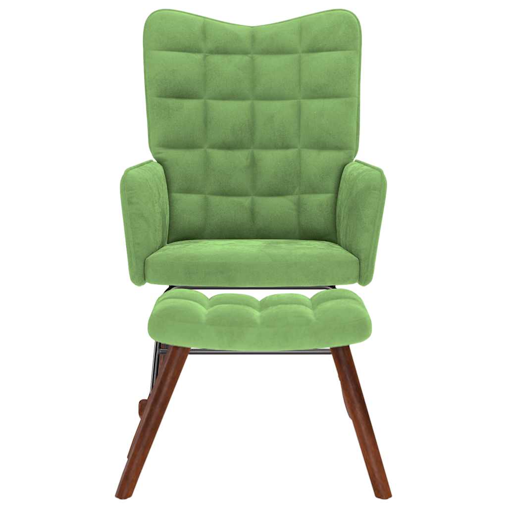 Chaise à bascule avec repose-pied vert clair velours Fauteuils à bascule vidaXL
