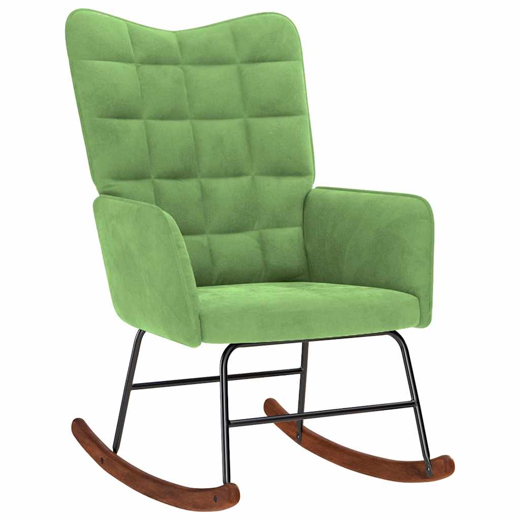 Chaise à bascule avec repose-pied vert clair velours Fauteuils à bascule vidaXL