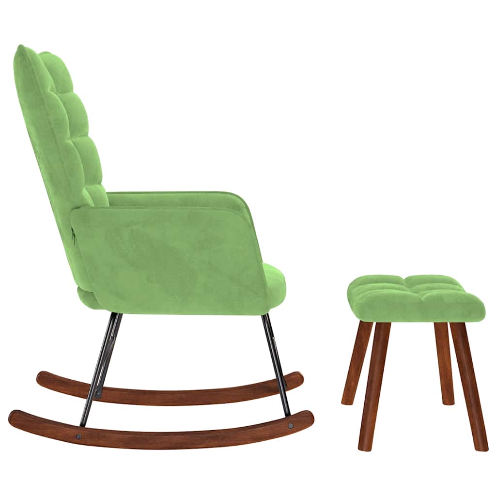 Chaise à bascule avec repose-pied vert clair velours Fauteuils à bascule vidaXL