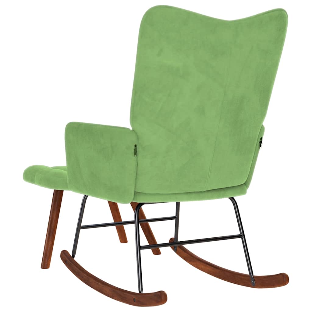 Chaise à bascule avec repose-pied vert clair velours Fauteuils à bascule vidaXL