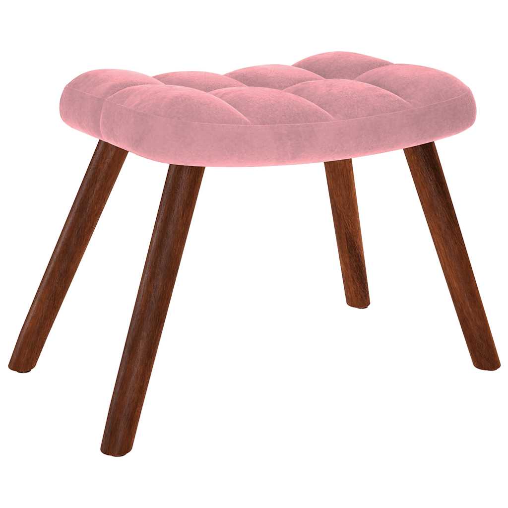 Chaise à bascule avec repose-pied rose velours - XIOS
