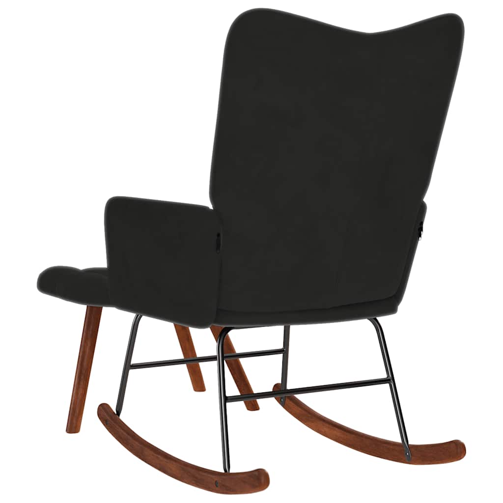 Chaise à bascule avec repose-pied noir velours - XIOS