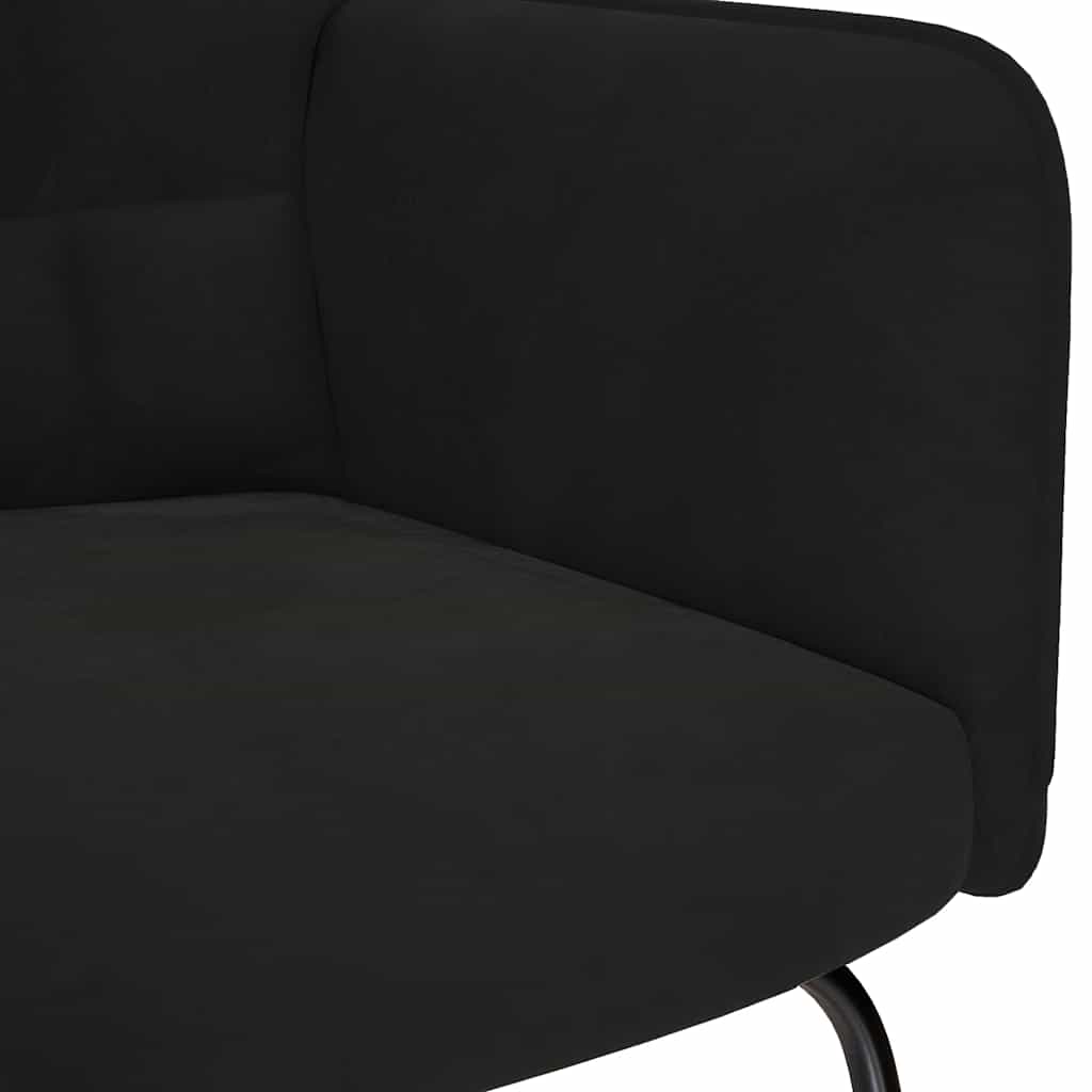Chaise à bascule avec repose-pied noir velours - XIOS