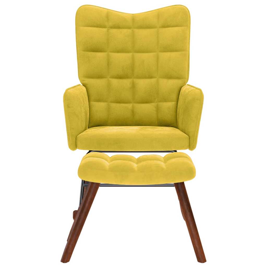 Chaise à bascule avec repose-pied jaune velours - XIOS