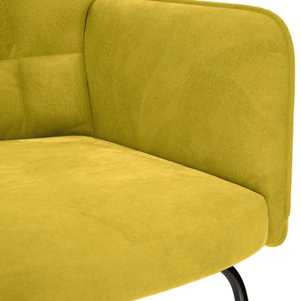 Chaise à bascule avec repose-pied jaune velours - XIOS